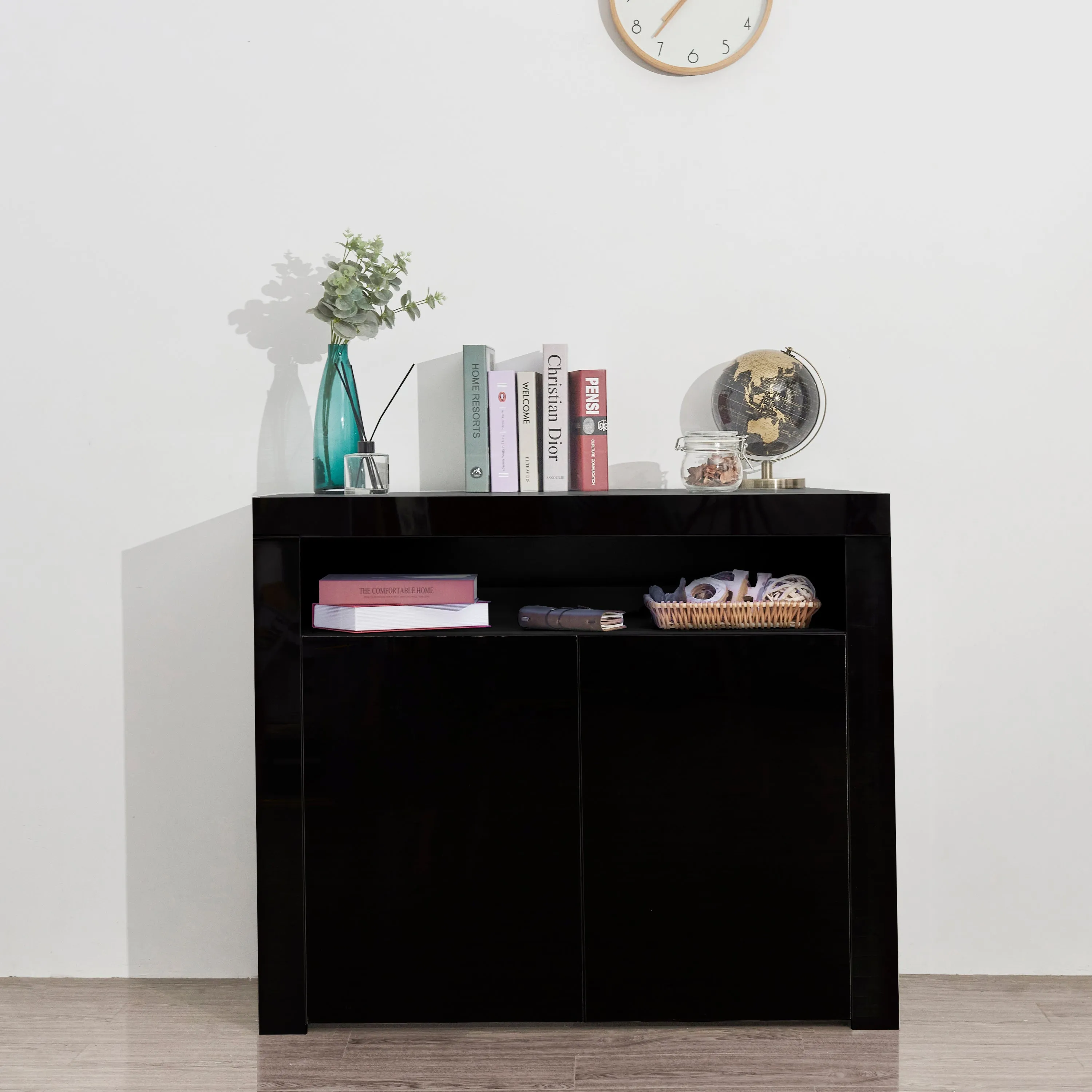 Glossy Glow Sideboard: Modern Storage Cabinet with LED Light