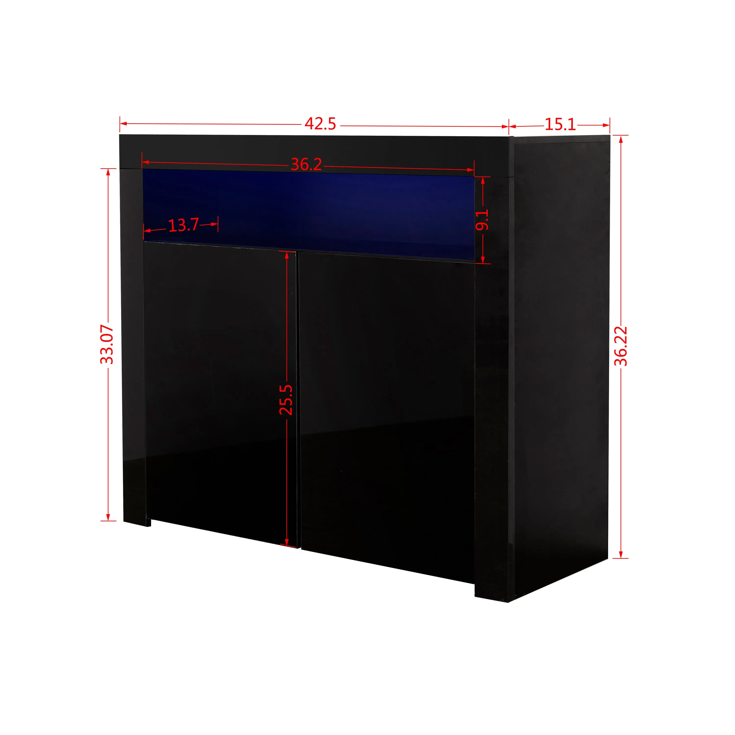 Glossy Glow Sideboard: Modern Storage Cabinet with LED Light