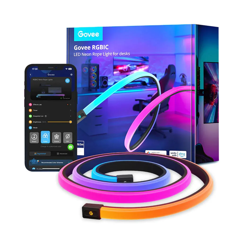 Govee RGBIC LED Neon Rope Lights for Desks - 3 meters | H61C32D1