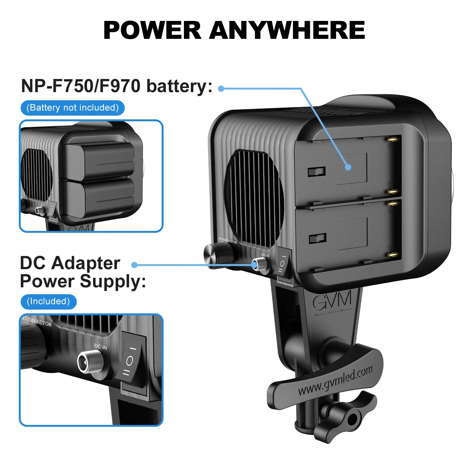 GVM SD80D 80w  Bi-Color Spotlight  Daylight 3 kits
