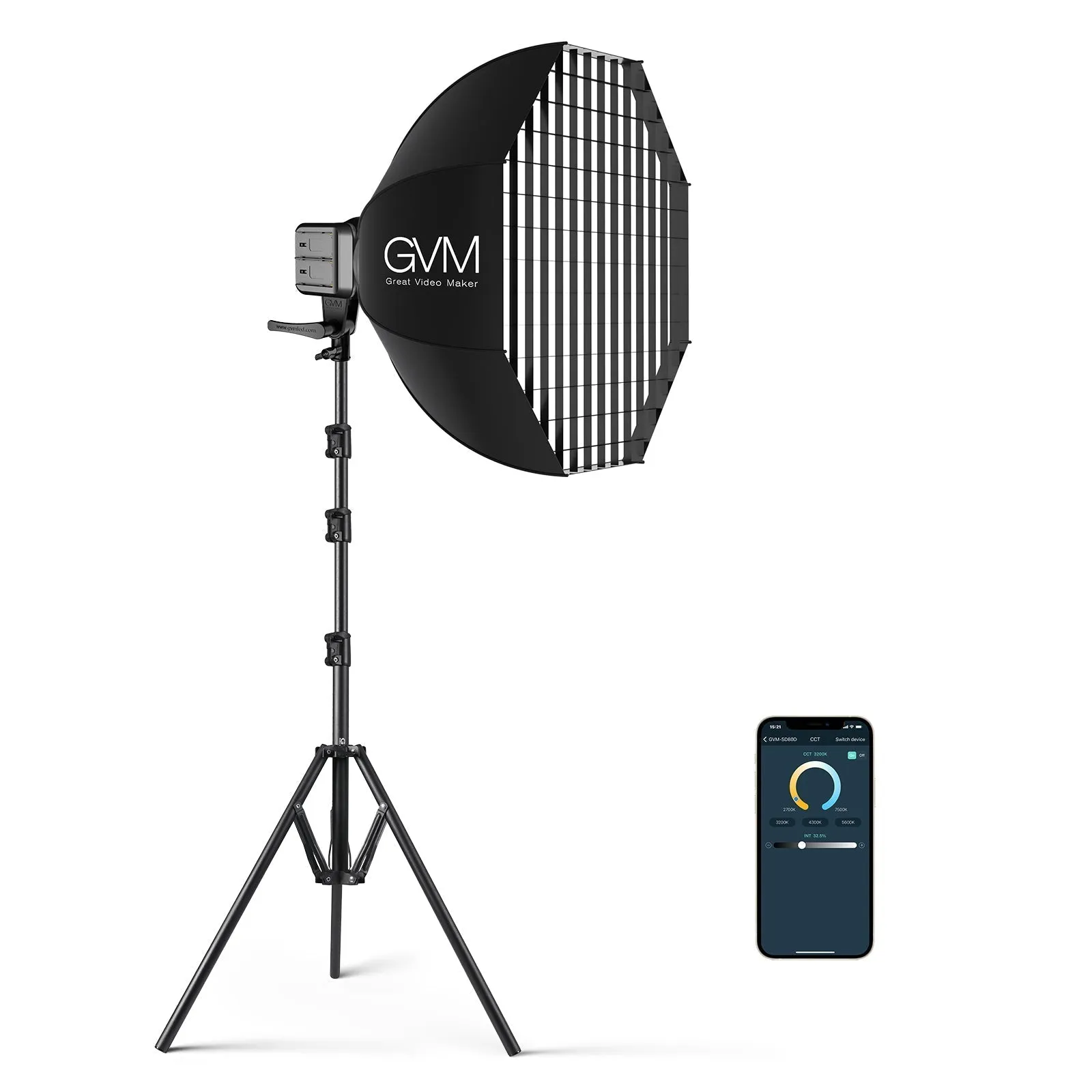 GVM SD80D 80w  Bi-Color Spotlight  Daylight 3 kits