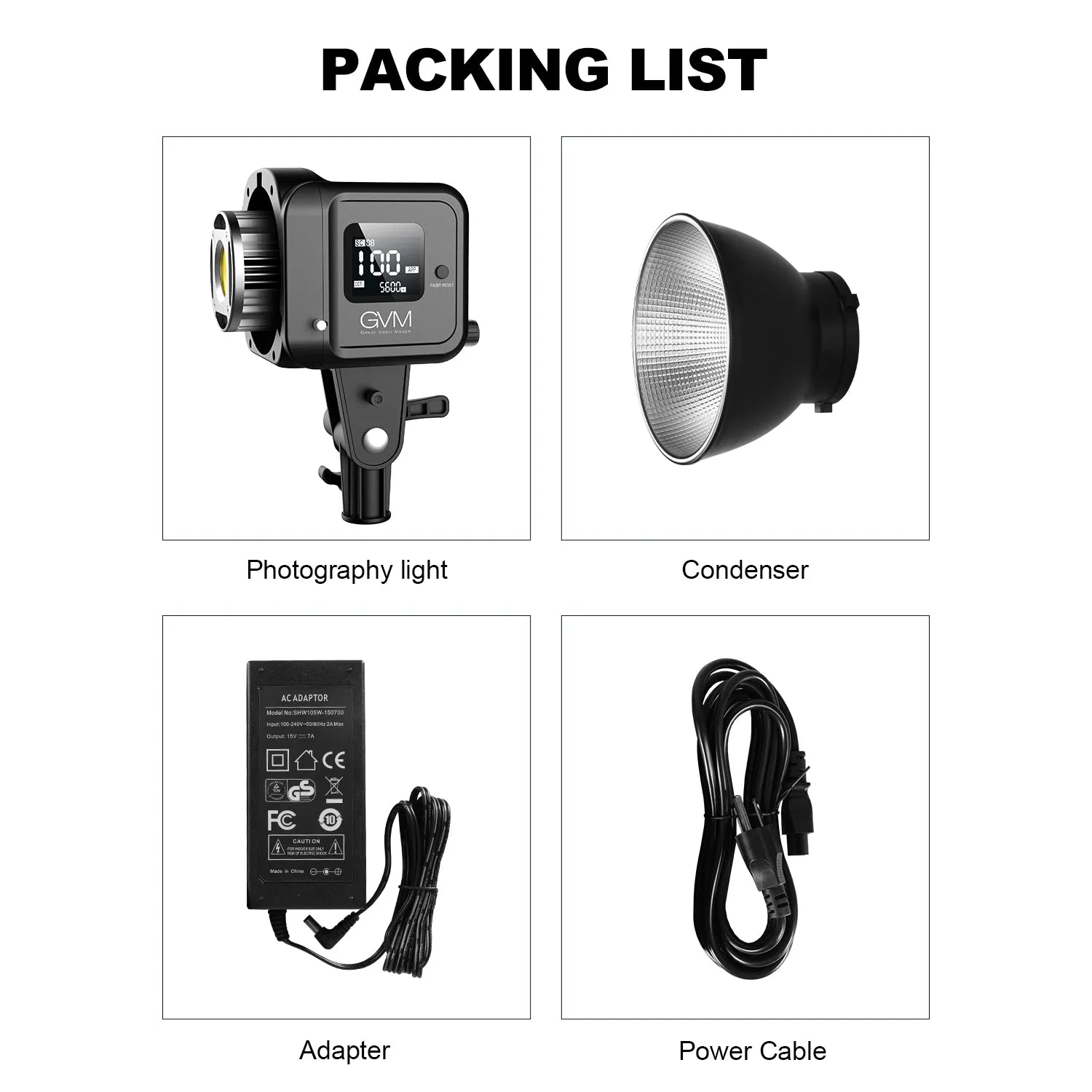 GVM SD80D 80w  Bi-Color Spotlight  Daylight 3 kits