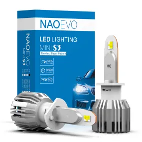 H1 LED Headlight Bulb 60W 7200LM White | NAOEVO S3 Series, 2 Bulbs