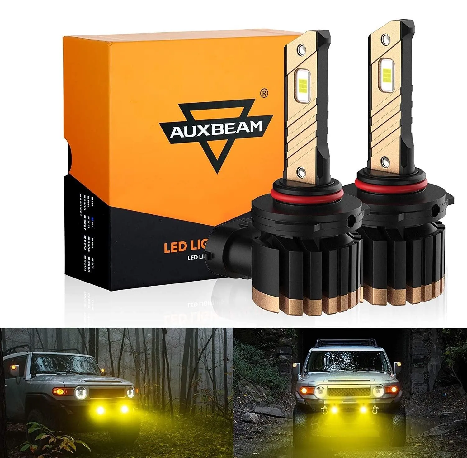 H10 9145 9140 HB3 LED Fog Light/DRL Bulbs 44W 8000LM 3000K Golden Yellow Z3 Series | 2 Bulbs