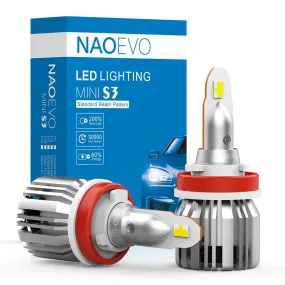 H11/9/8 LED Headlight Bulb 60W 7200LM | NAOEVO S3 Series, 2 Bulbs