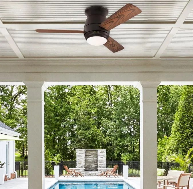 Halley 44-Inch Three-Blade Indoor/Outdoor Smart WiFi Ceiling Fan, Black-Bronze Finish with Dimmable LED Light Fixture, Remote Control Included