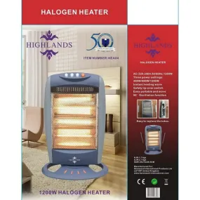 Highlands 1200W Halogen Heater With Replaceable Halogen Bulbs Available