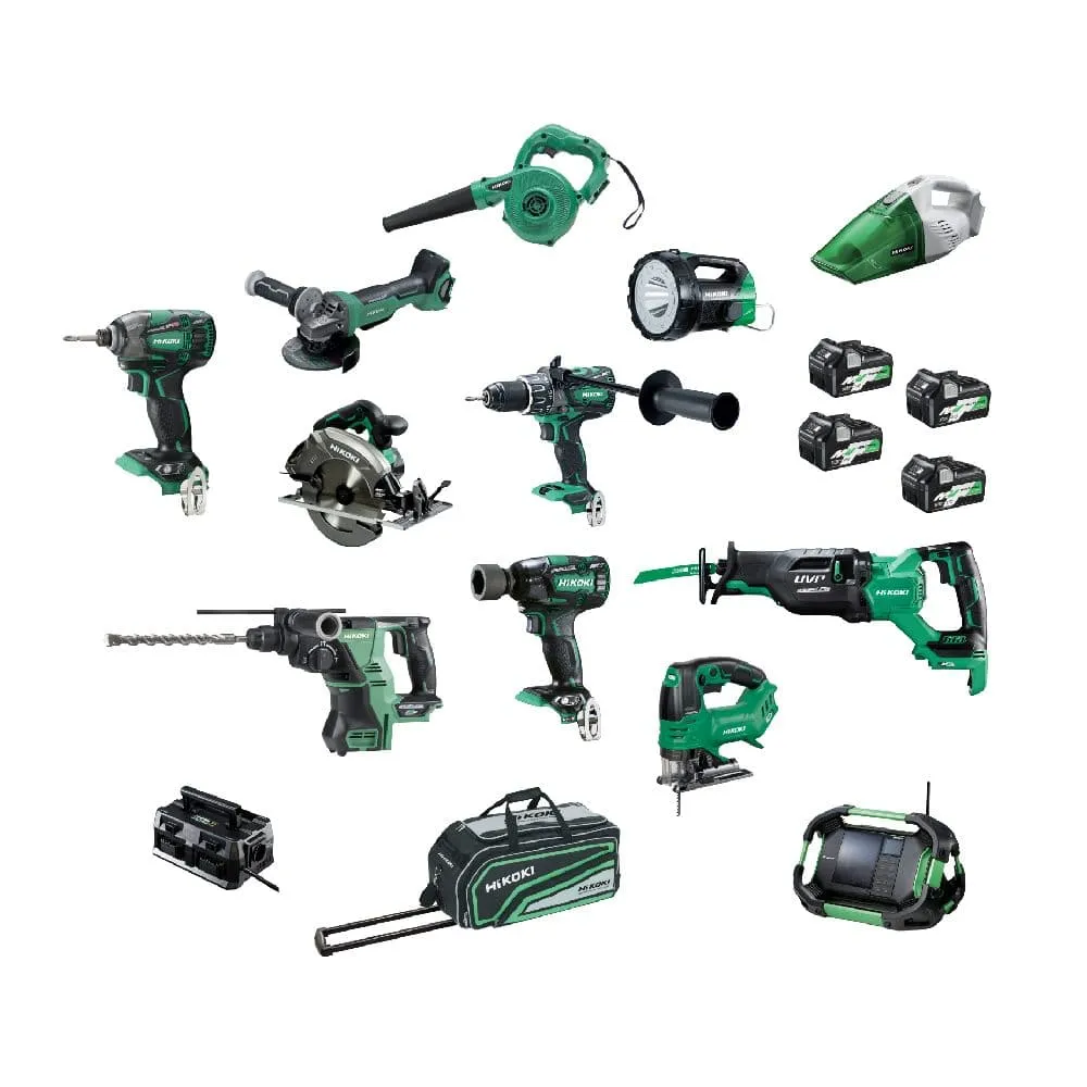 HiKOKI KC36D12P(HRZ) 12 Piece 36V Cordless Brushless MultiVolt Combo Kit