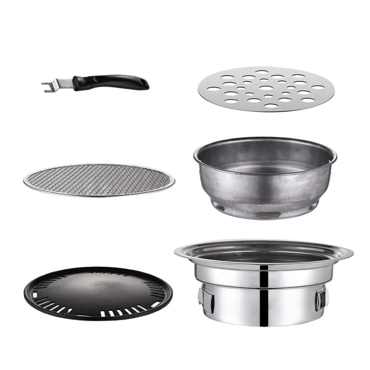 Household Stainless Steel Charcoal Barbecue Stove Outdoor Camping Portable Charcoal Stove Set, Size: 35cm(Complete Set without Grill)