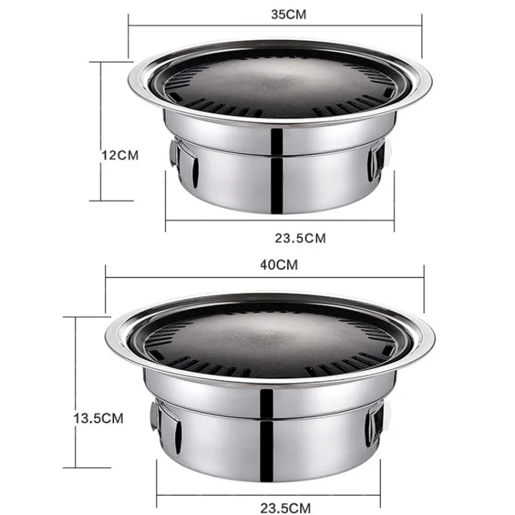 Household Stainless Steel Charcoal Barbecue Stove Outdoor Camping Portable Charcoal Stove Set, Size: 35cm(Stove Body   BBQ Net)