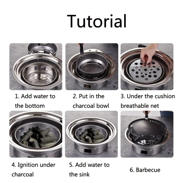 Household Stainless Steel Charcoal Barbecue Stove Outdoor Camping Portable Charcoal Stove Set, Size: 35cm(Stove Body   BBQ Net)
