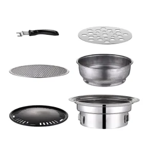 Household Stainless Steel Charcoal Barbecue Stove Outdoor Camping Portable Charcoal Stove Set, Size: 40cm(Complete Set without Grill)