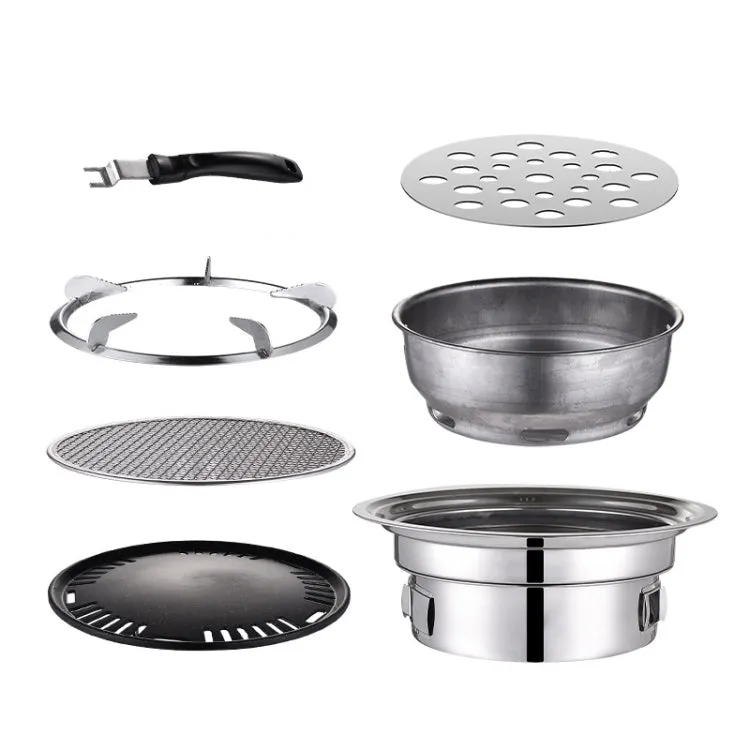 Household Stainless Steel Charcoal Barbecue Stove Outdoor Camping Portable Charcoal Stove Set, Size: 40cm(Complete Set)