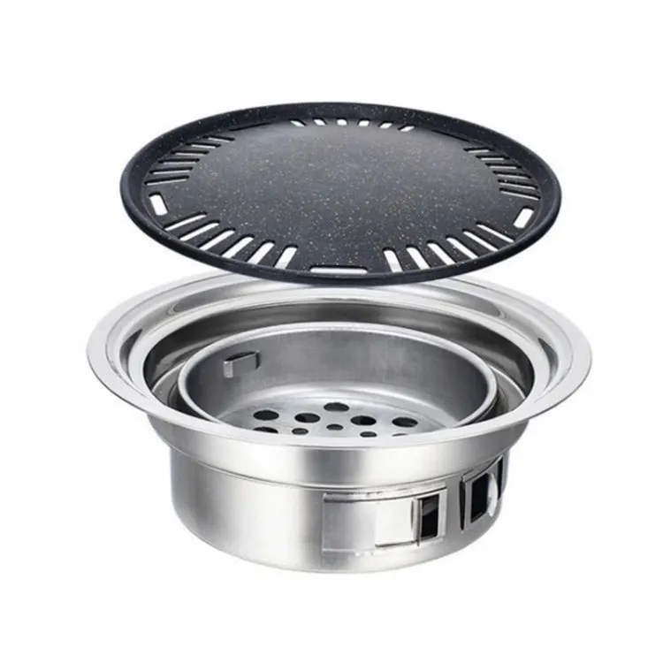 Household Stainless Steel Charcoal Barbecue Stove Outdoor Camping Portable Charcoal Stove Set, Size: 40cm(Stove Body   Bakeware)