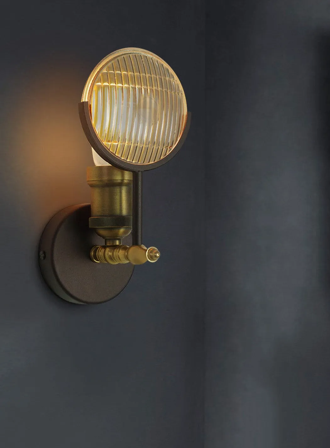 Huberman Fresnel Lens Brass Fitting Wall Light
