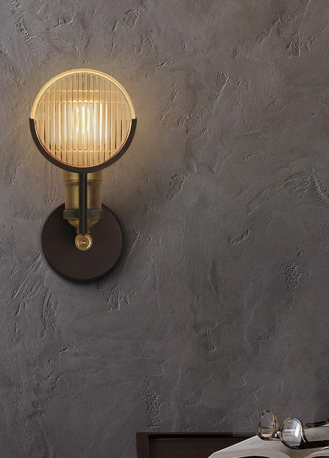 Huberman Fresnel Lens Brass Fitting Wall Light