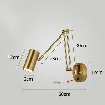 Indoor Touch Sensor Wall Lights Adjustable Swing Long Arm LED Lamps