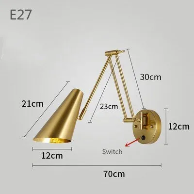 Indoor Touch Sensor Wall Lights Adjustable Swing Long Arm LED Lamps
