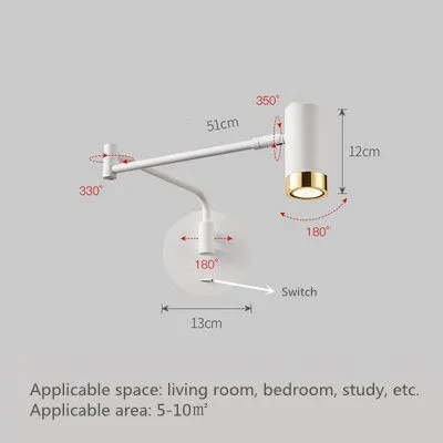 Indoor Touch Sensor Wall Lights Adjustable Swing Long Arm LED Lamps