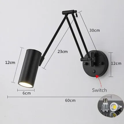 Indoor Touch Sensor Wall Lights Adjustable Swing Long Arm LED Lamps