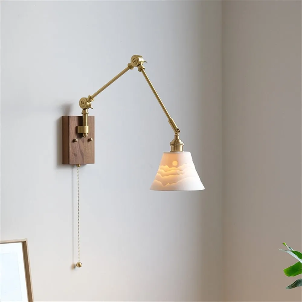Japandi Style Swivel Brass Wall Lamp with Switch
