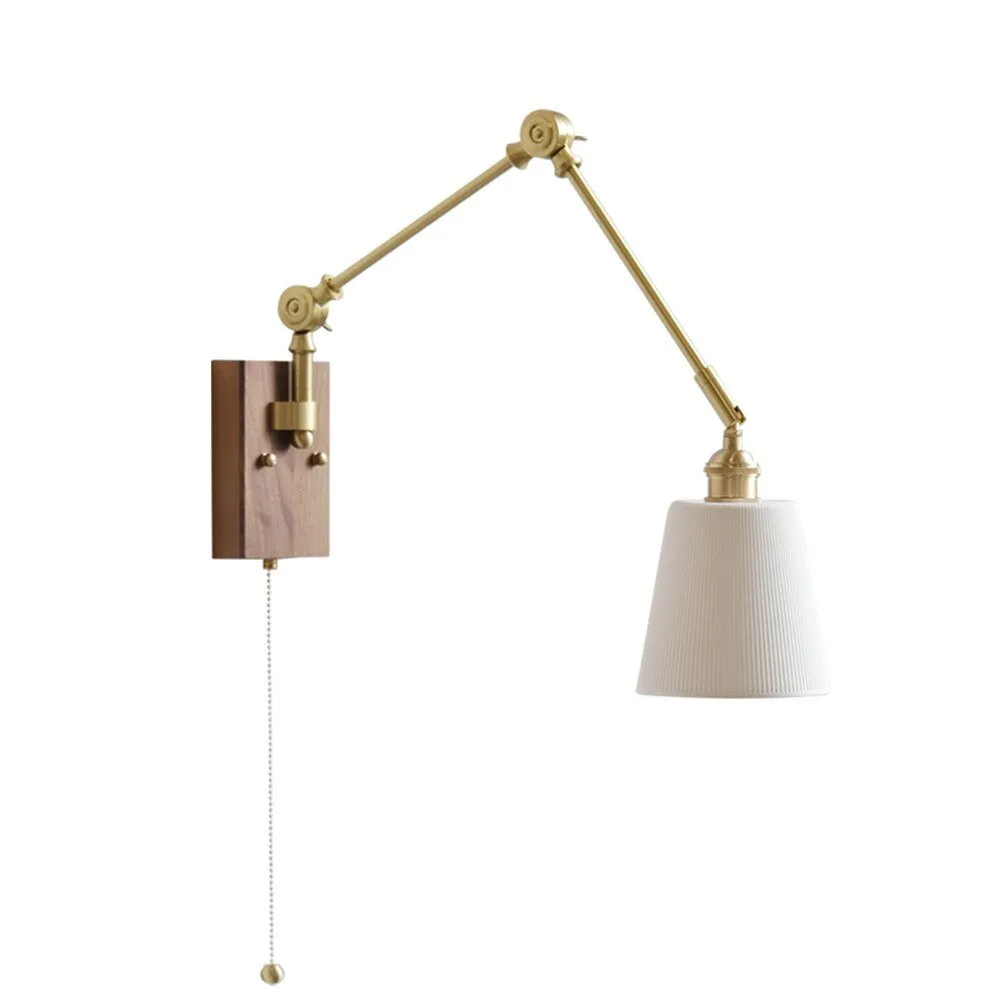 Japandi Style Swivel Brass Wall Lamp with Switch