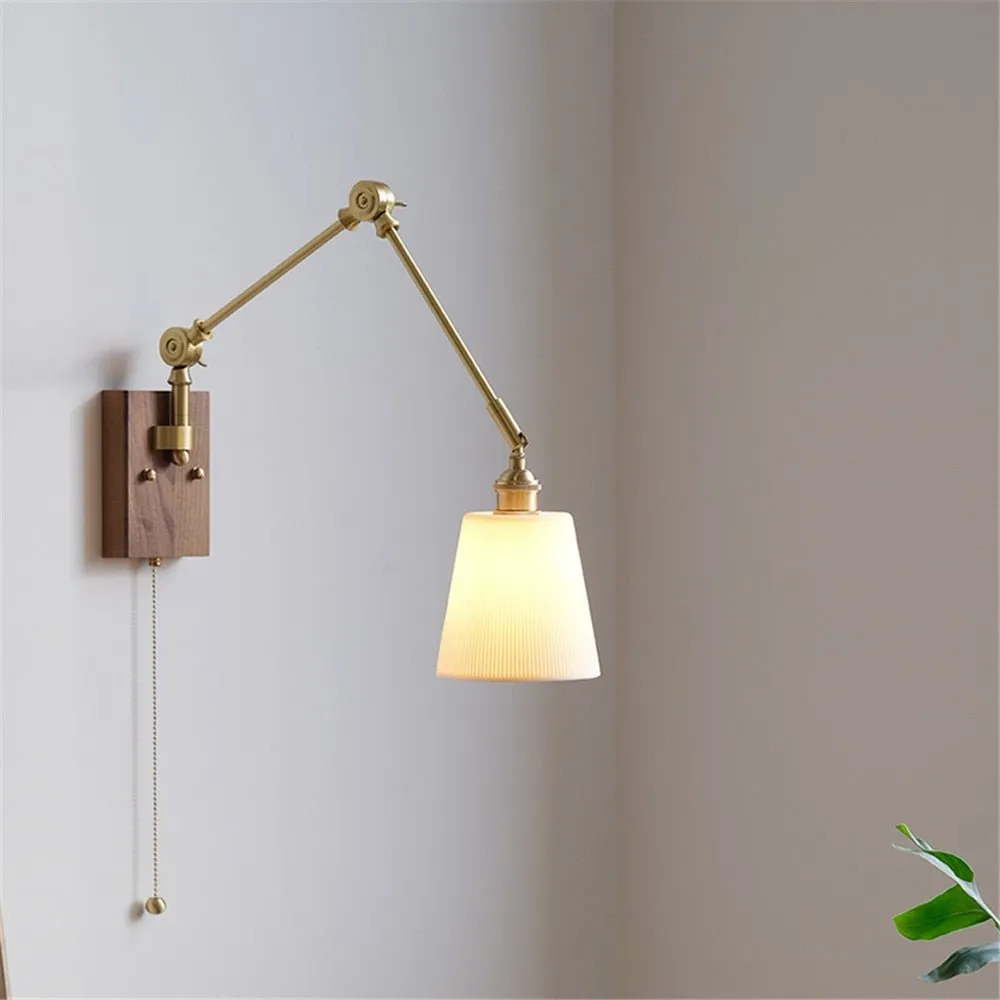 Japandi Style Swivel Brass Wall Lamp with Switch