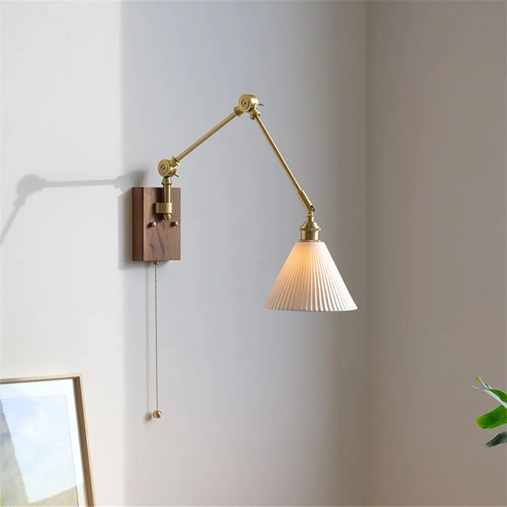 Japandi Style Swivel Brass Wall Lamp with Switch
