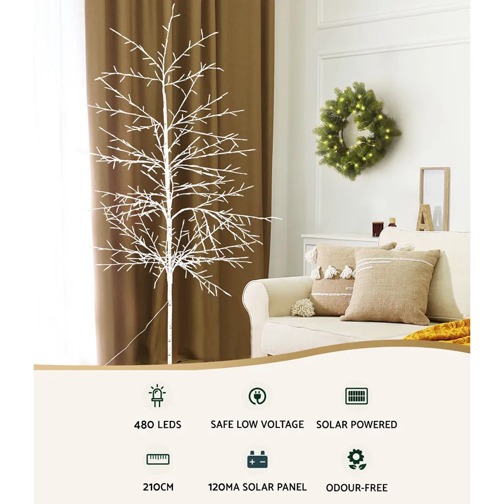 Jollys Solar Christmas Tree 2.1M 480 LED Trees With Lights Warm White