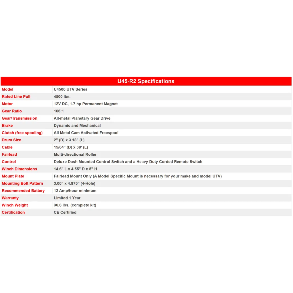 KFI U4500 Standard ATV/UTV Winch | U45-R2