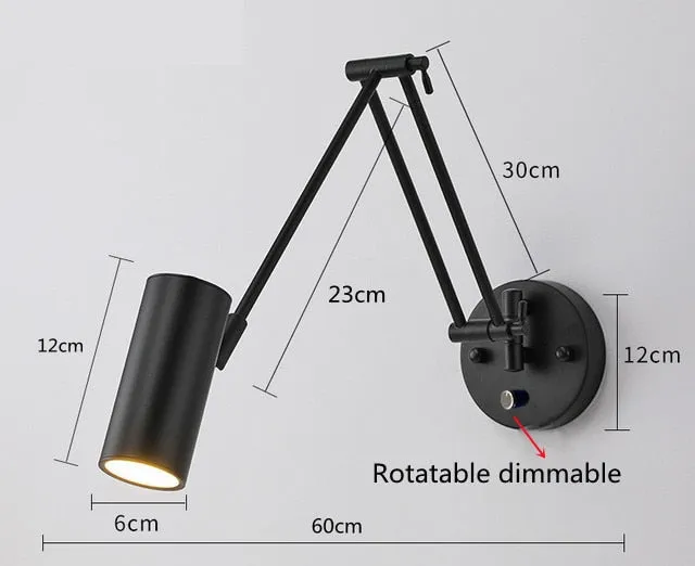 KIN Rotte - Dimmable Wall Lamp Folding Telescopic Switch