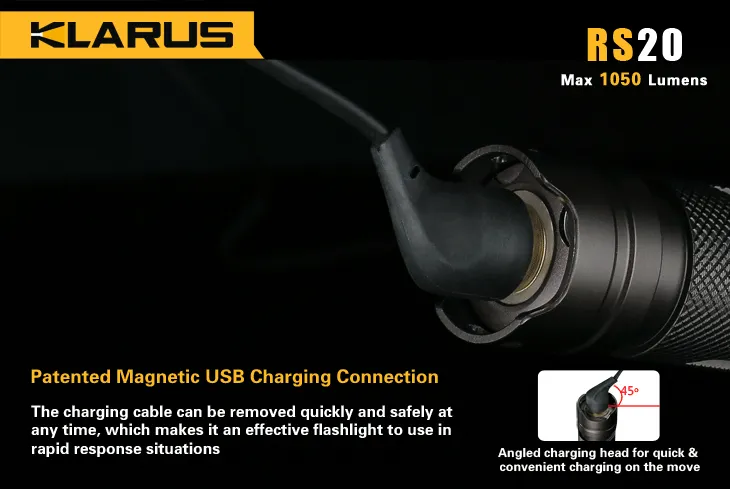 Klarus RS20 1 x 18650 / 2 x (R)CR123A CREE XM-L2 U2 1050 Lumen LED Flashlight