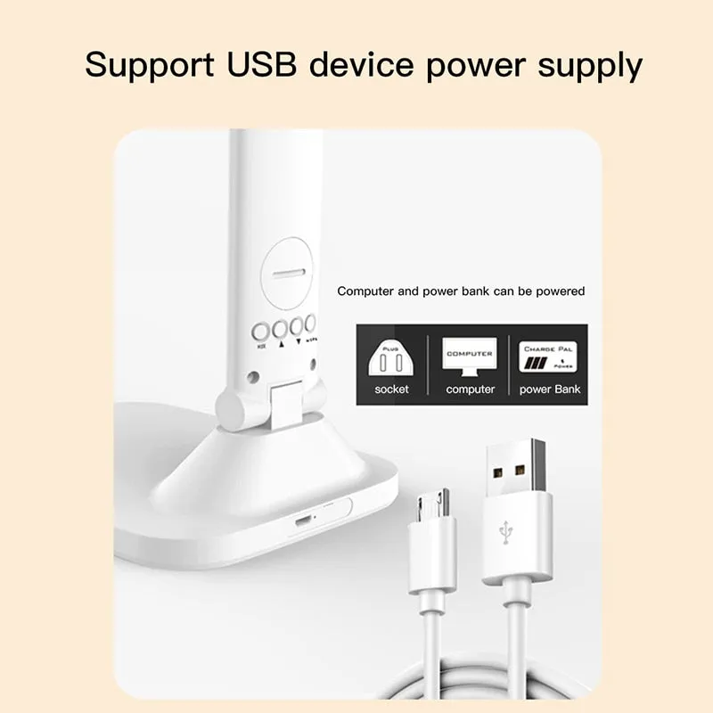 LED Desk Lamp Rechargeable With Alarm Clock Thermometer Dimmable Touch Foldable USB Charging Table Lamp Battery Night Light NEW