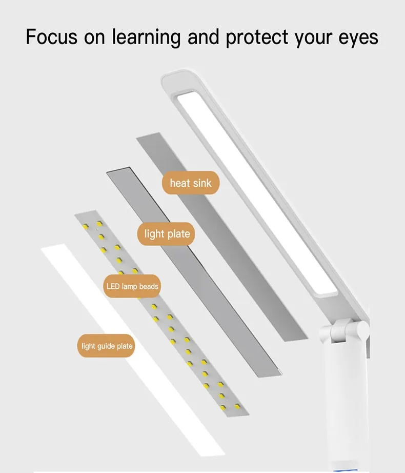 LED Desk Lamp Rechargeable With Alarm Clock Thermometer Dimmable Touch Foldable USB Charging Table Lamp Battery Night Light NEW