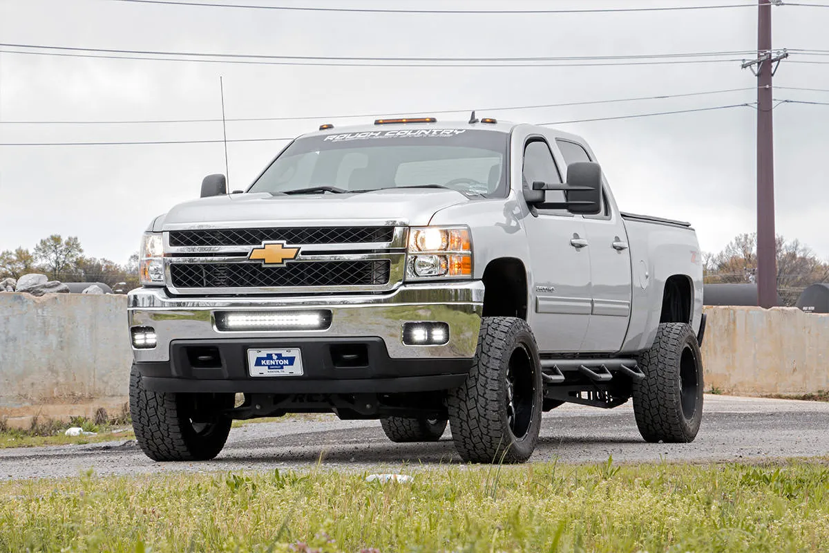 LED Light | Fog Mount | Dual 2" Black Pair | Chevy Silverado 2500 HD/3500 HD | 2011-2014