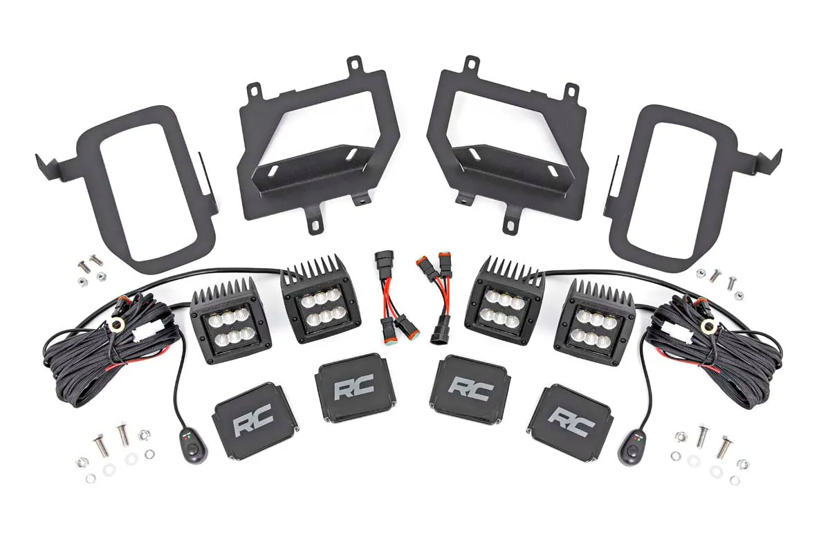 LED Light | Fog Mount | Dual 2" Black Pairs | Flood | Ford F-150 | 2015-2017