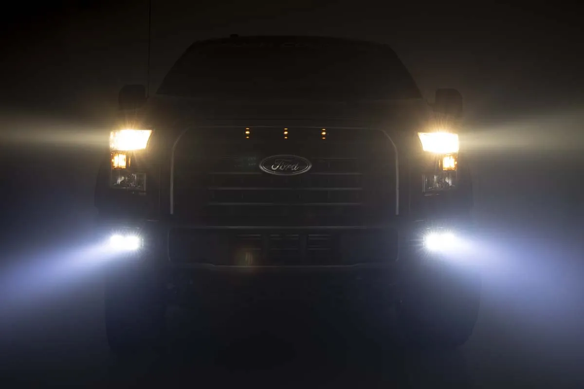 LED Light | Fog Mount | Dual 2" Black Pairs | Spot/Flood | Ford F-150 | 2015-2017