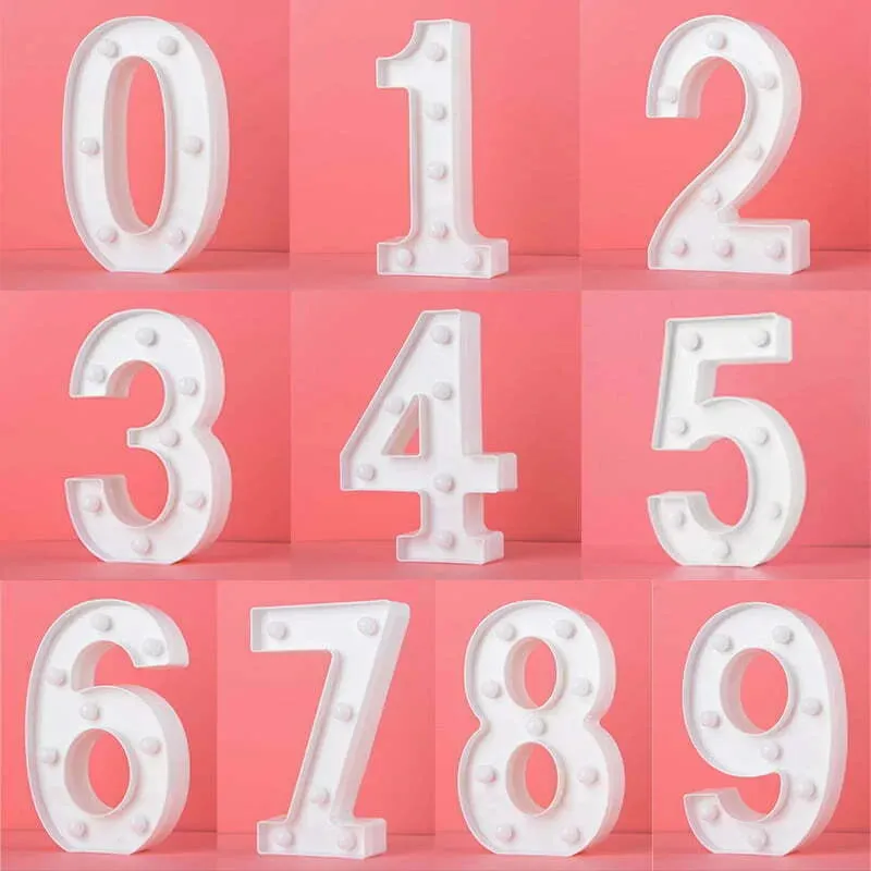 LED Light Up Number 8 White 22cm