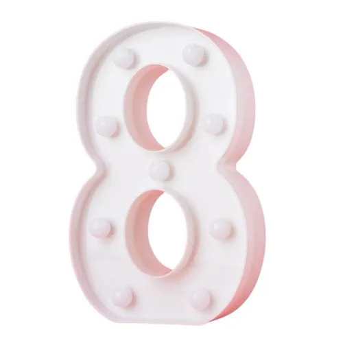 LED Light Up Number 8 White 22cm