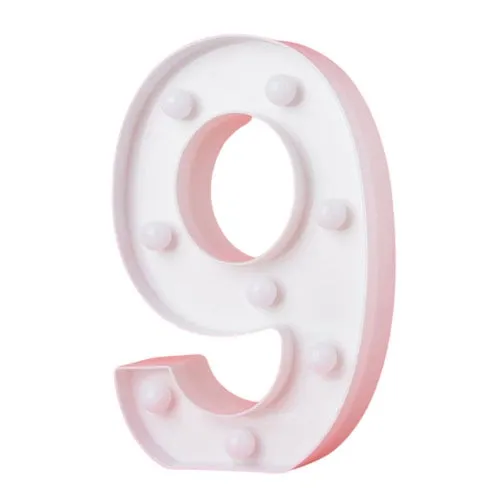 LED Light Up Number 9 White 22cm
