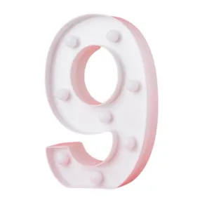 LED Light Up Number 9 White 22cm