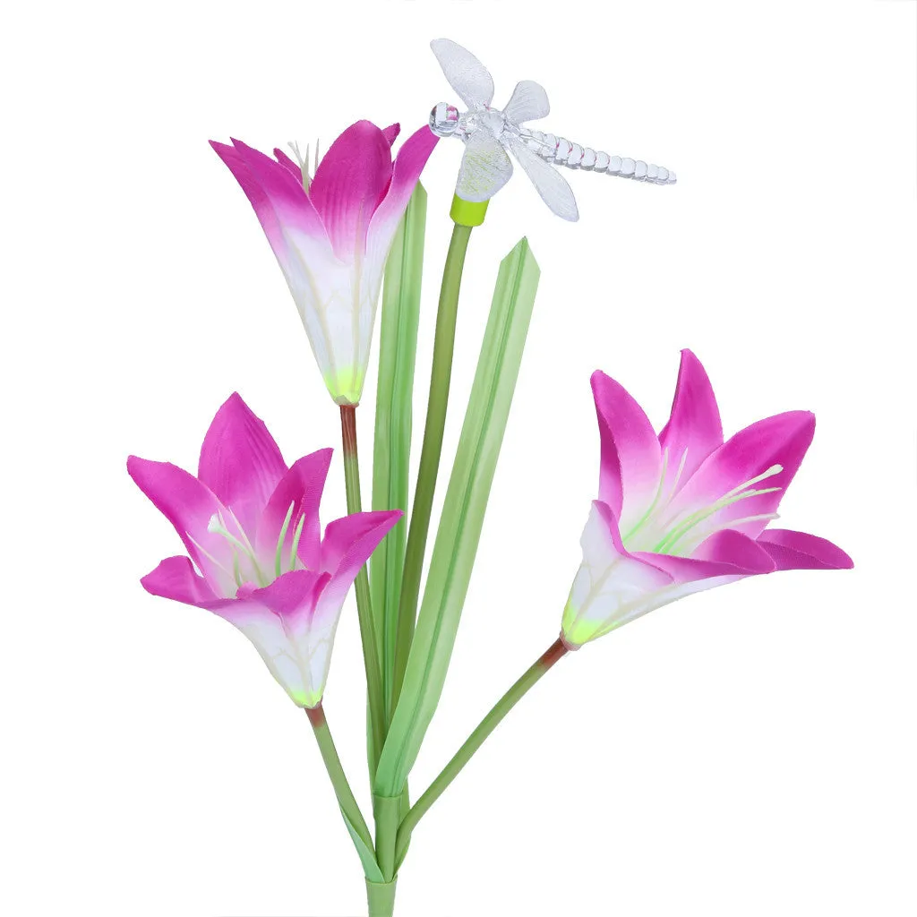Lily Flower Solar Powered Garden Stake Light Multi-color Change LED Light