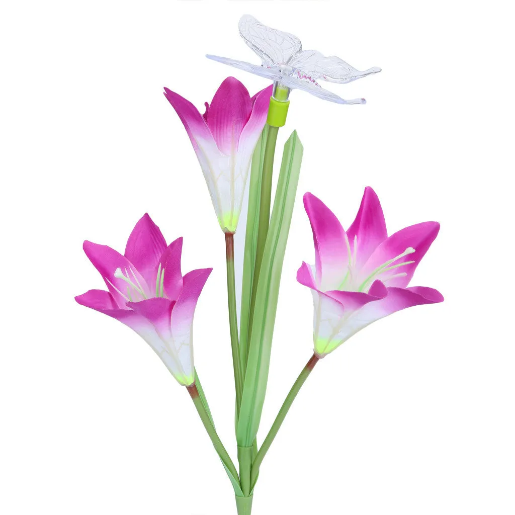 Lily Flower Solar Powered Garden Stake Light Multi-color Change LED Light