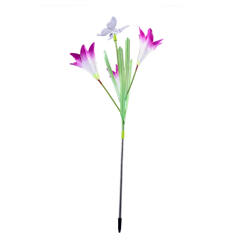 Lily Flower Solar Powered Garden Stake Light Multi-color Change LED Light