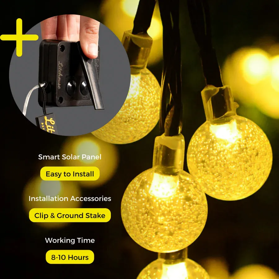 Litehouse Solar LED Bubble Ball White Glow Fairy Lights