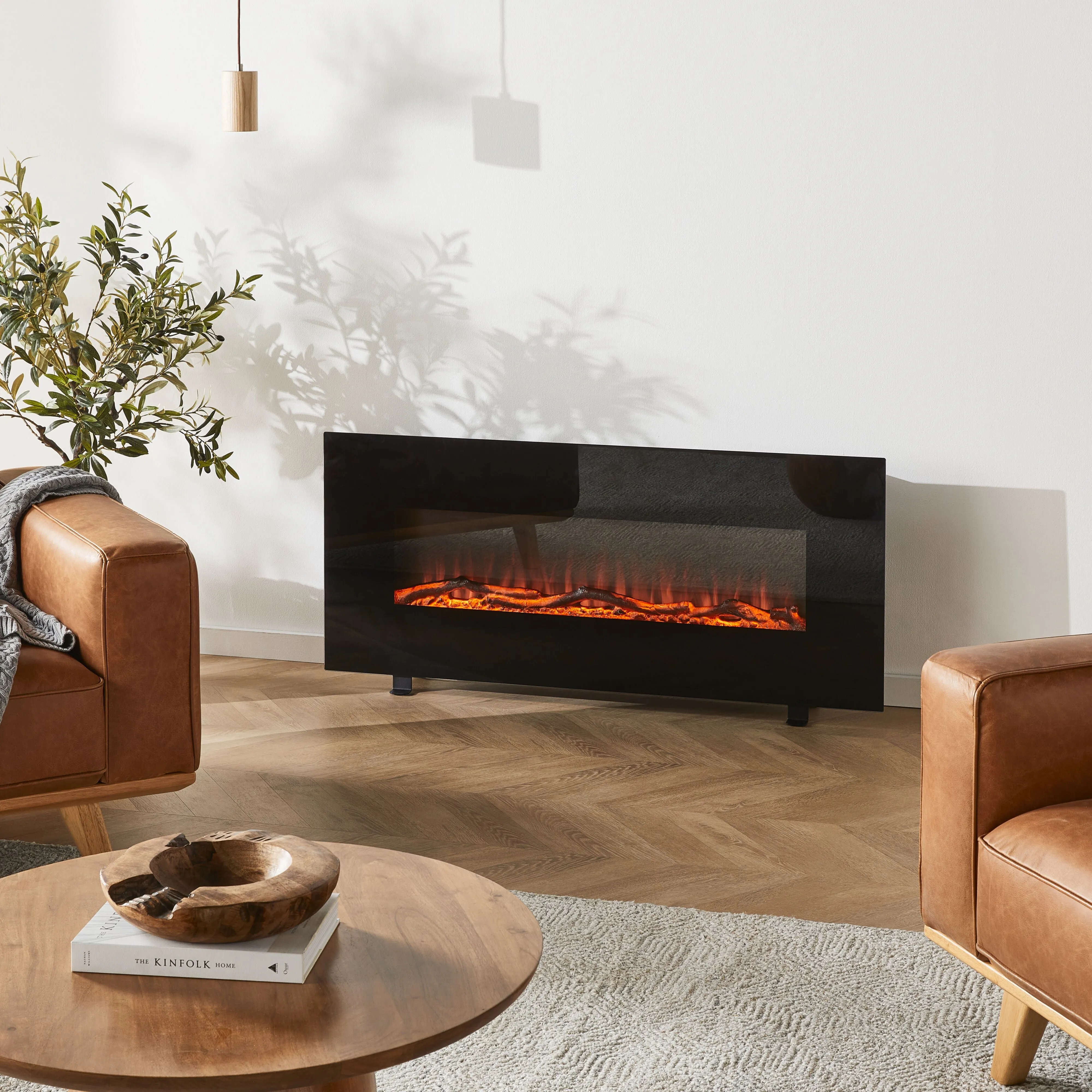 Longton Wall Mounted Electric Fireplace Black 128cm