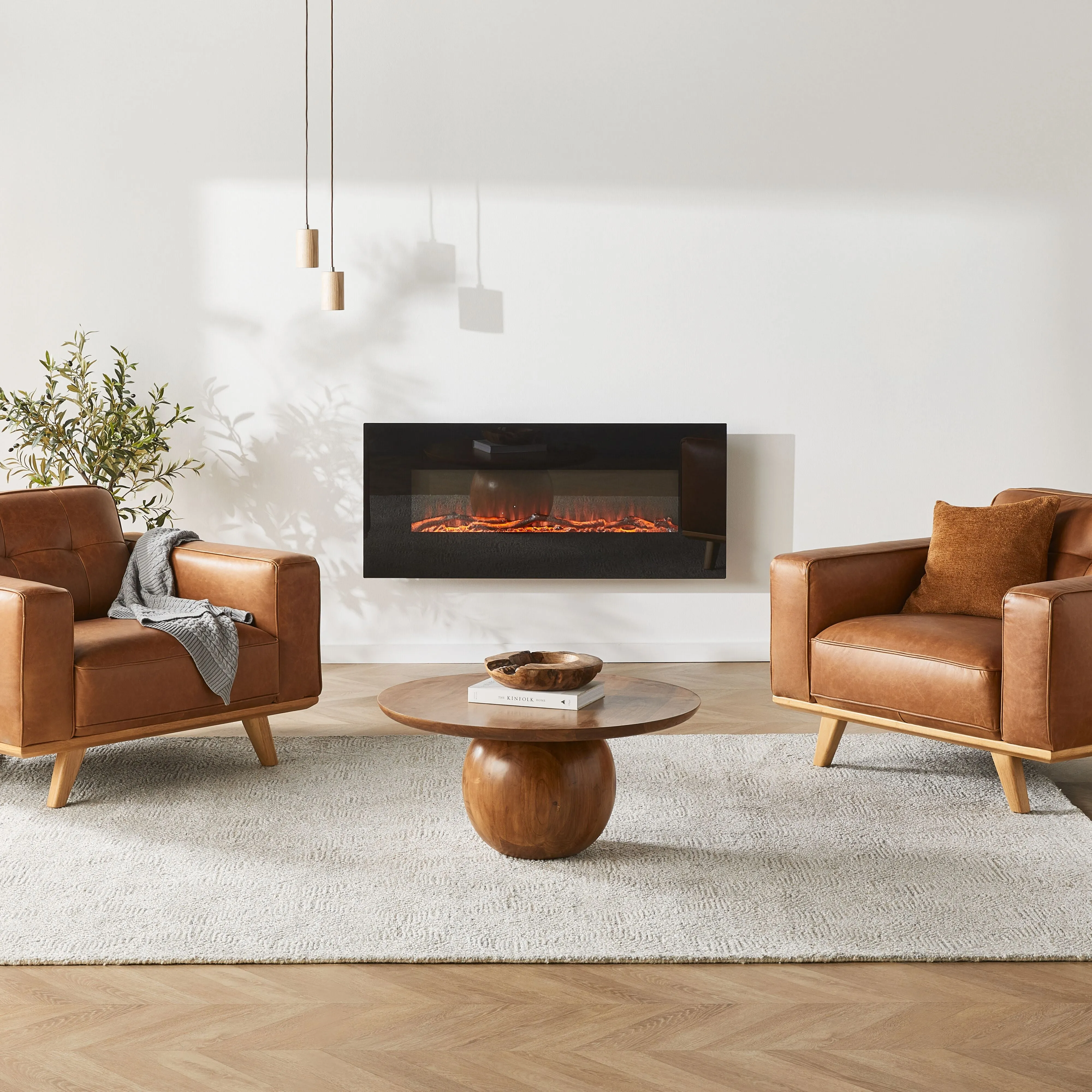 Longton Wall Mounted Electric Fireplace Black 128cm