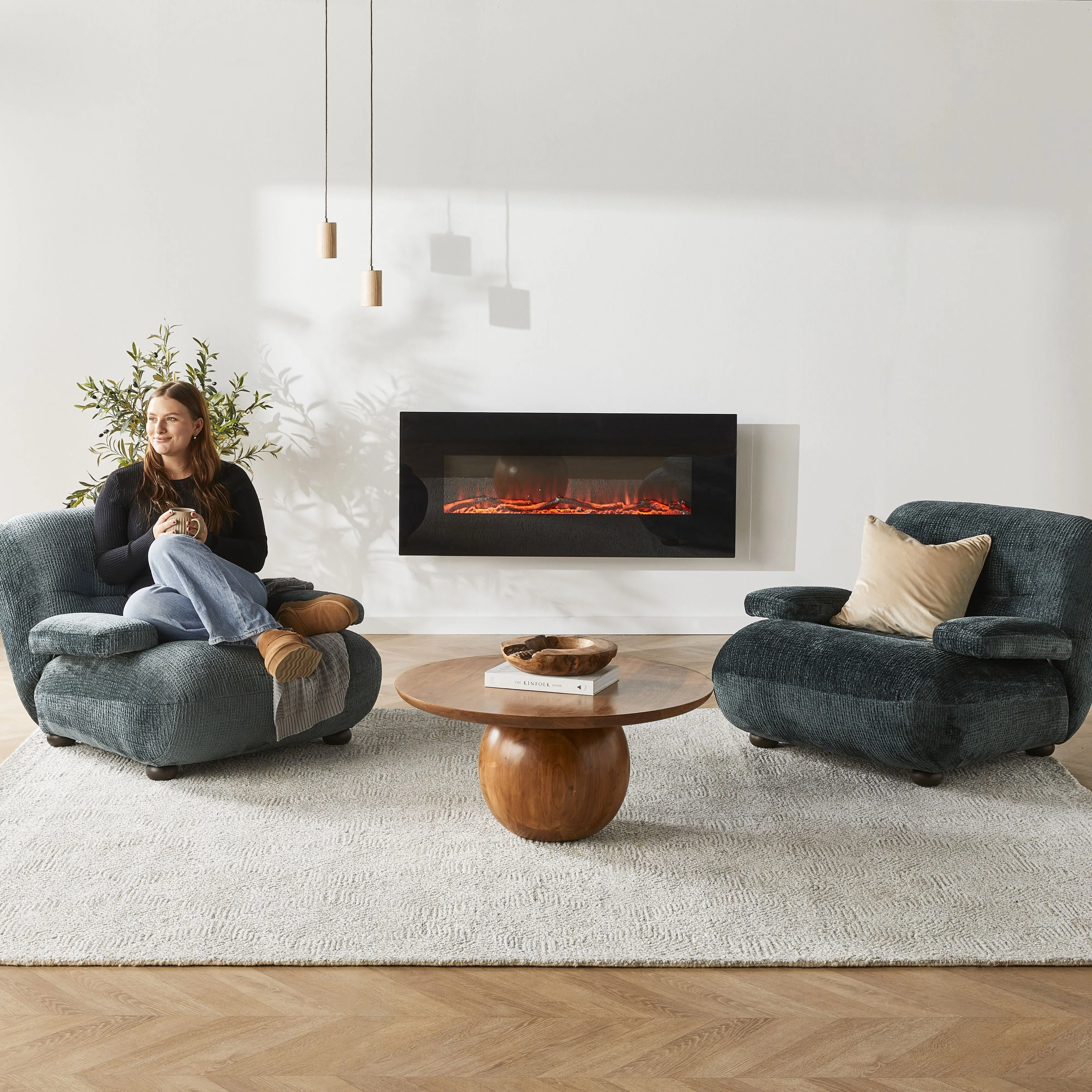Longton Wall Mounted Electric Fireplace Black 128cm