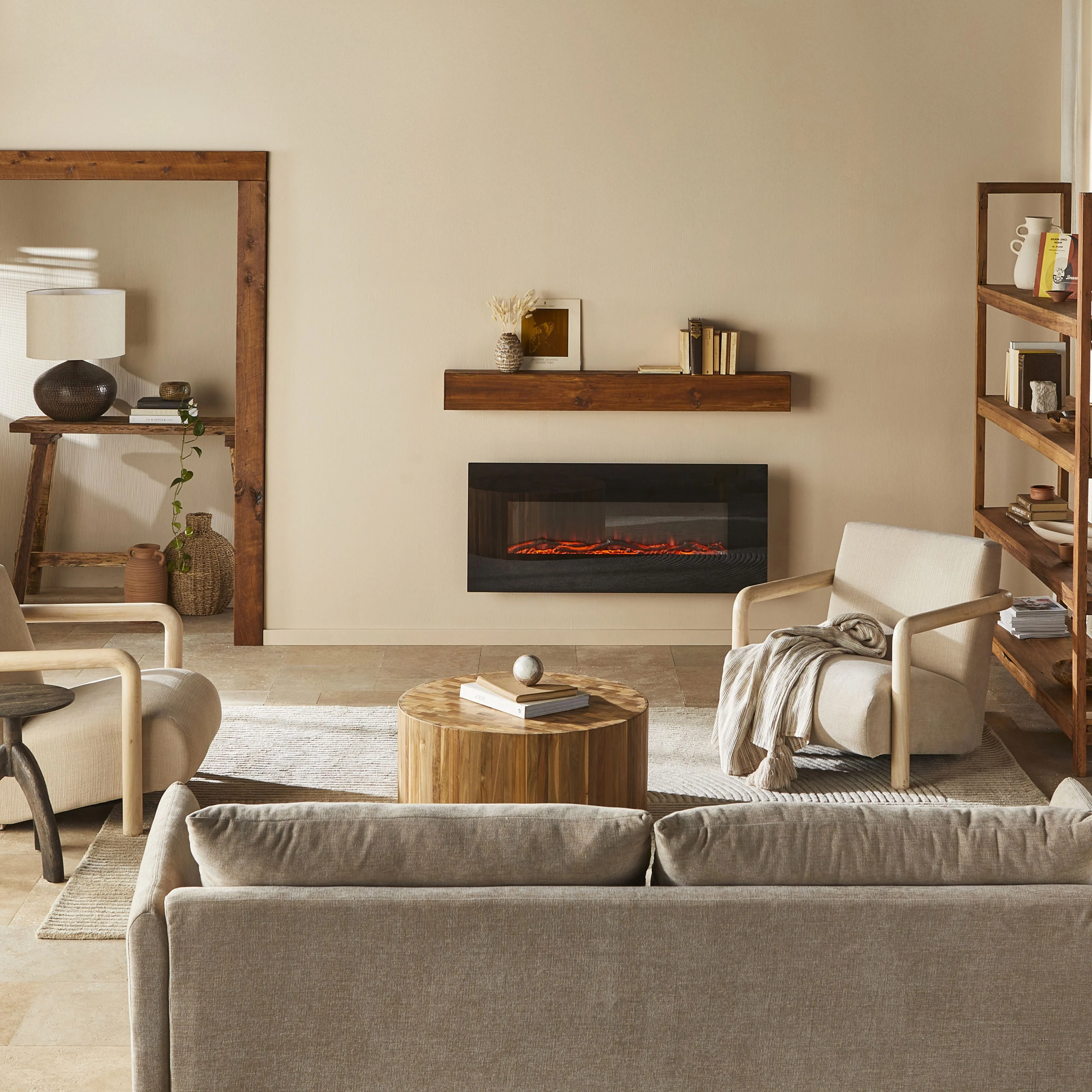 Longton Wall Mounted Electric Fireplace Black 128cm