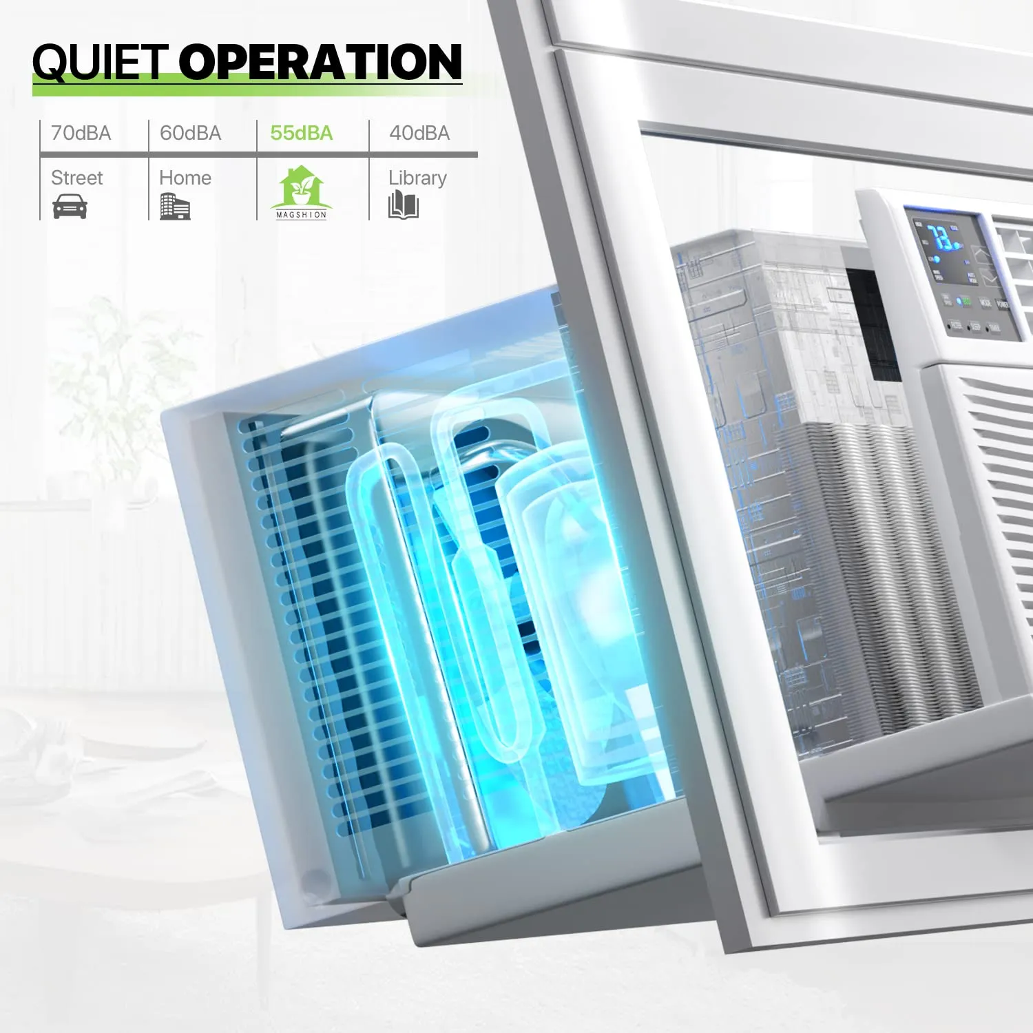Magshion Window Air Conditioner 12000 BTU with Remote Control, Programmable Timer, Cooling for Large Rooms up to 450 Sq. Ft., 12K BTU Window AC Unit with Easy Install Kit